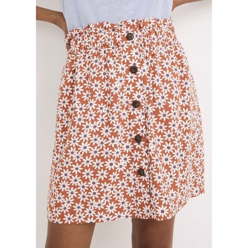 Madewell Size XS Paperbag Button-Front Mini Skirt in Falling Daisies Knee Length